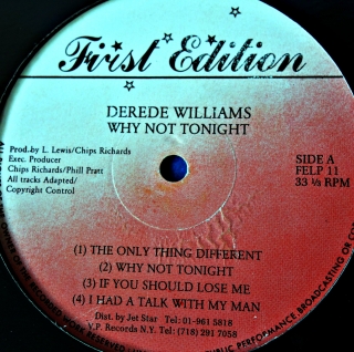 LP Derede Williams ‎– Why Not Tonight