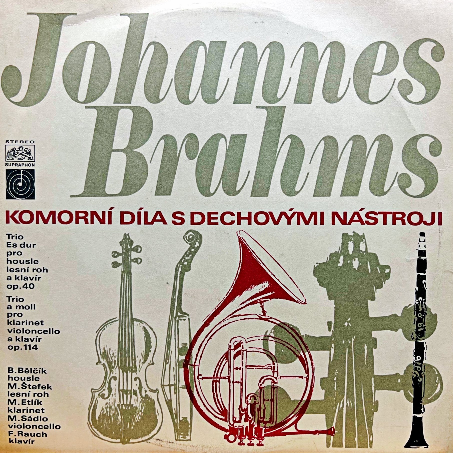 LP Johannes Brahms, Bruno Bělčík, Miroslav Štefek – Trio Es Dur - Trio A Moll